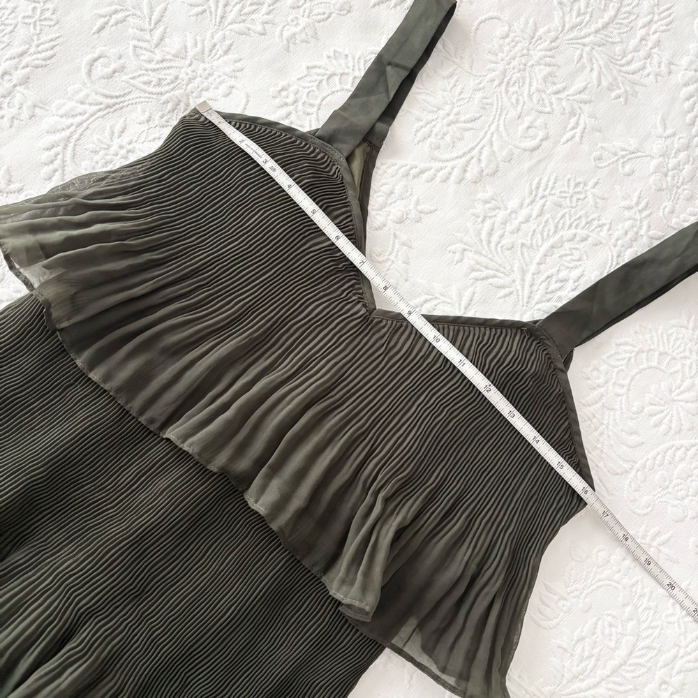 NWT Lulus Elegant Nature Olive Green Pleated Sleeveless Tiered Maxi Dress Small - Picture 7 of 8